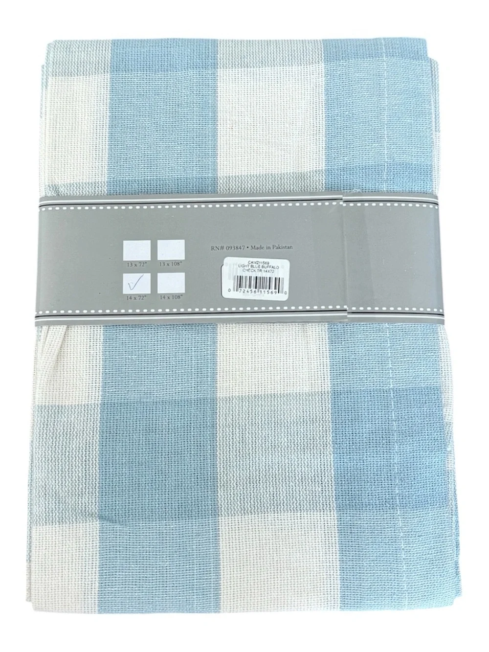 NWT Light Blue & White Gingham Table Runner